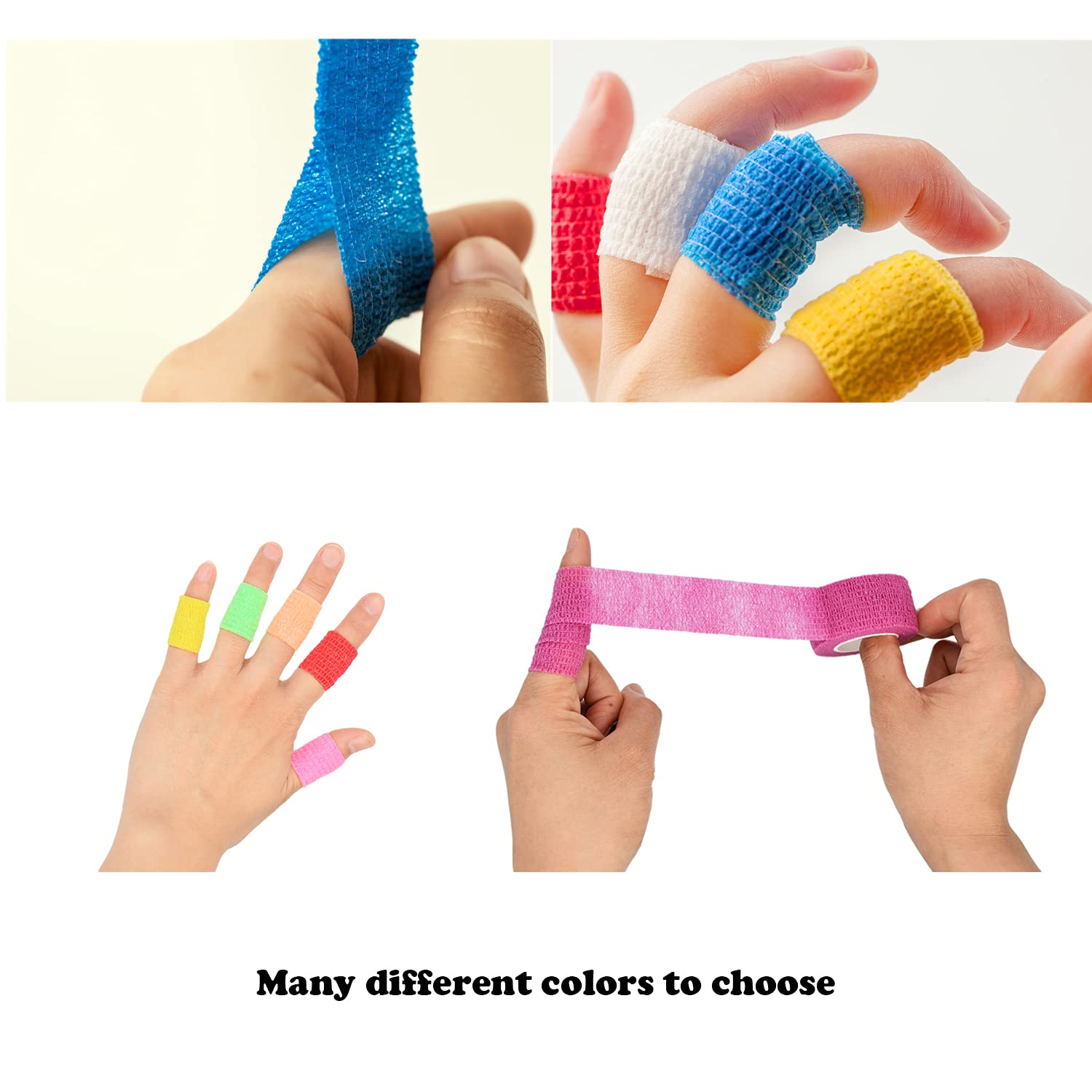 FEILIBAY 15 Pack Cohesive Wrap 1 Inch x 5 Yards Self Adherent Vet Tape for Pets, Elastic Self Adhesive Bandage Wrap for Sports,