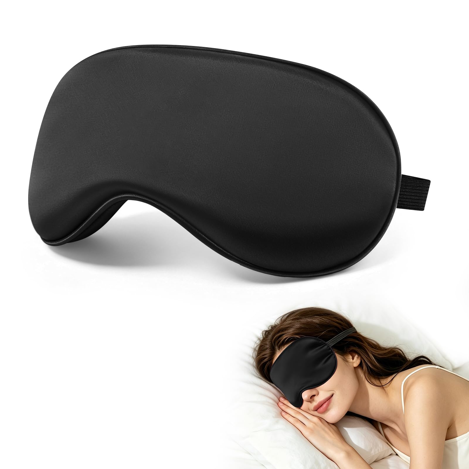 Sleep Mask Satin Eye Mask, Silk Eyeshade Blackout Blindfold Soft Eye Cover For Sleeping, Travel, Nap, Office  Adjustable Comfor