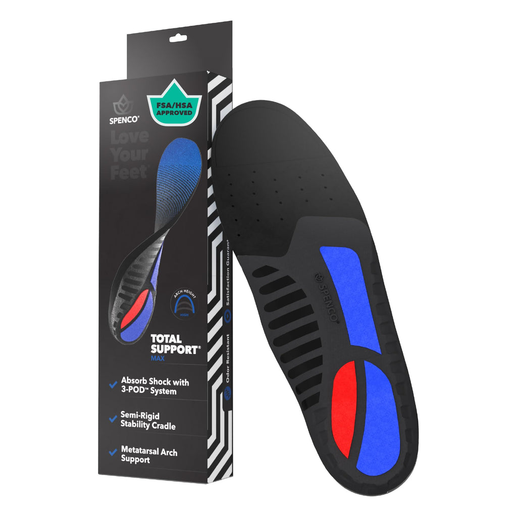 Spenco Total Support Max Shoe Insoles(FSA&HSA Eligible)Orthotic Metatarsal Arch Support Inserts, Absorbs Shock,Reduces Over-Pron