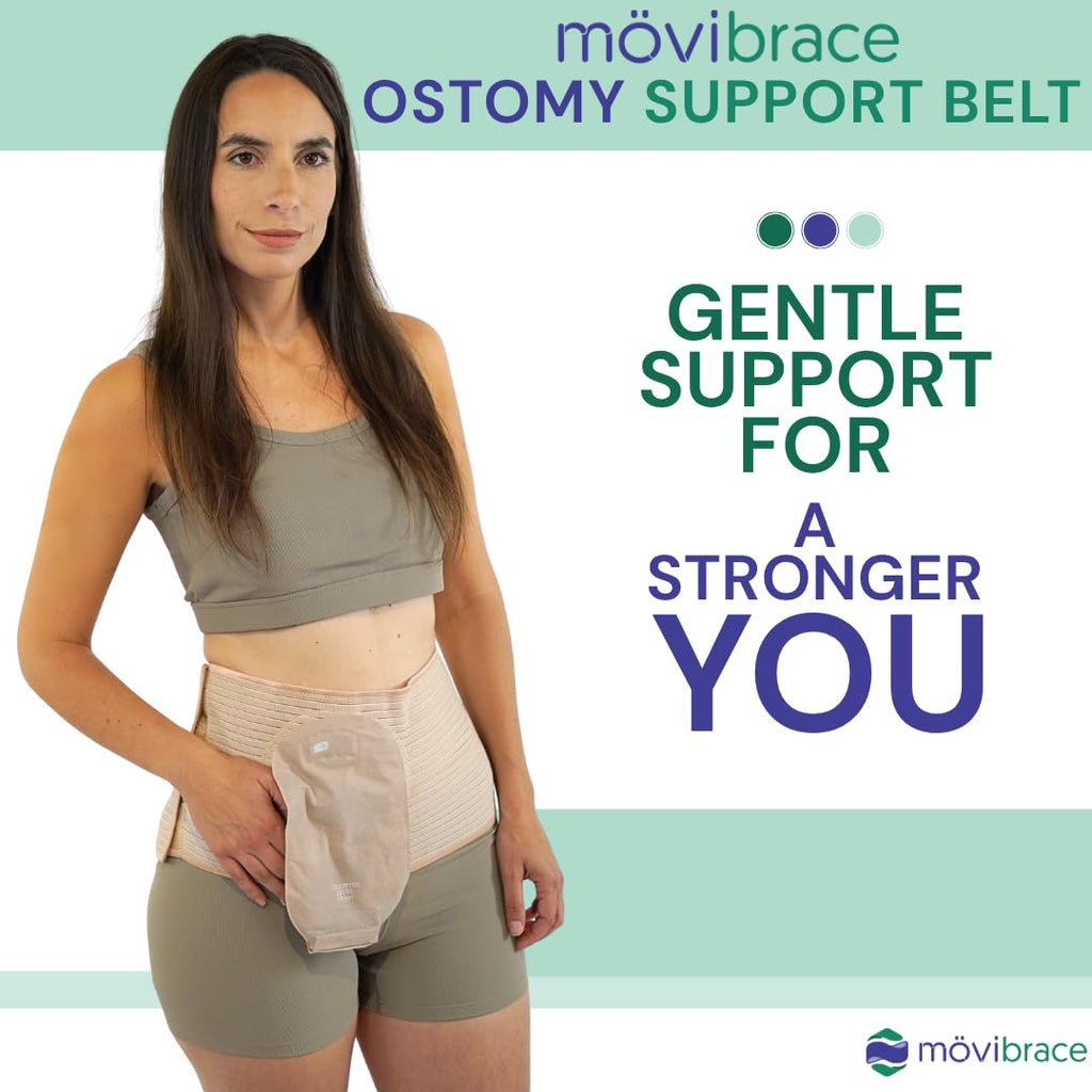 Movibrace Abdominal Ostomy Belt for Post-Operative Care after Colostomy or Ileostomy Surgery Unisex Abdomen (XX-Large, Beige)