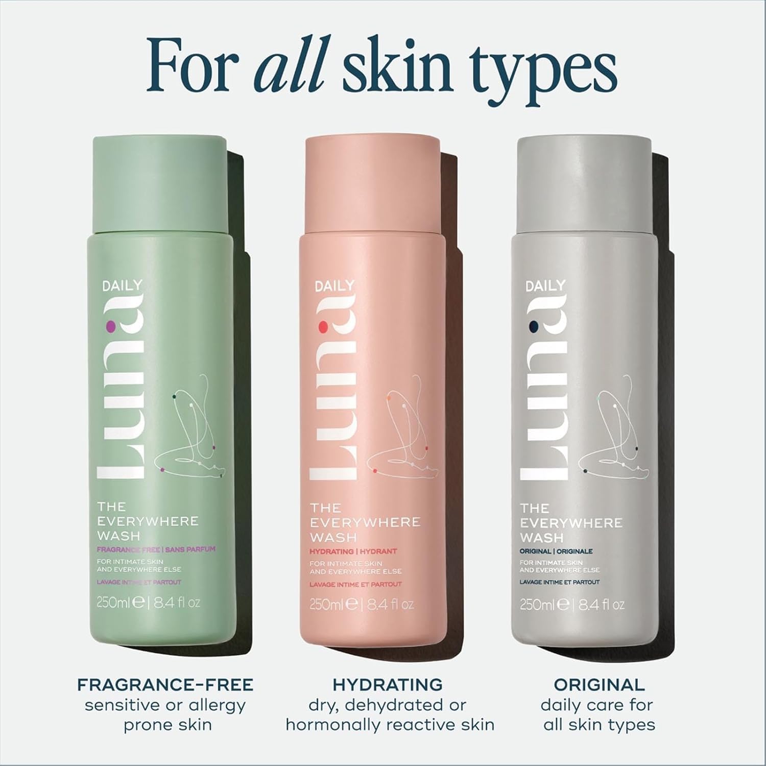 Luna Daily Hydrating Feminine Wash, Soft Cotten Scent | pH-Balanced Body Wash for Sensitive Skin | Moisturizing Daily Cleanser w