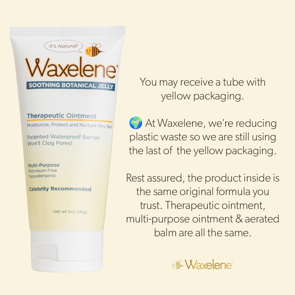 Waxelene Multipurpose Ointment Large Tube, Organic Aerated Balm the Petroleum Jelly Alternative Soothing Botanical Eczema Dry Sk