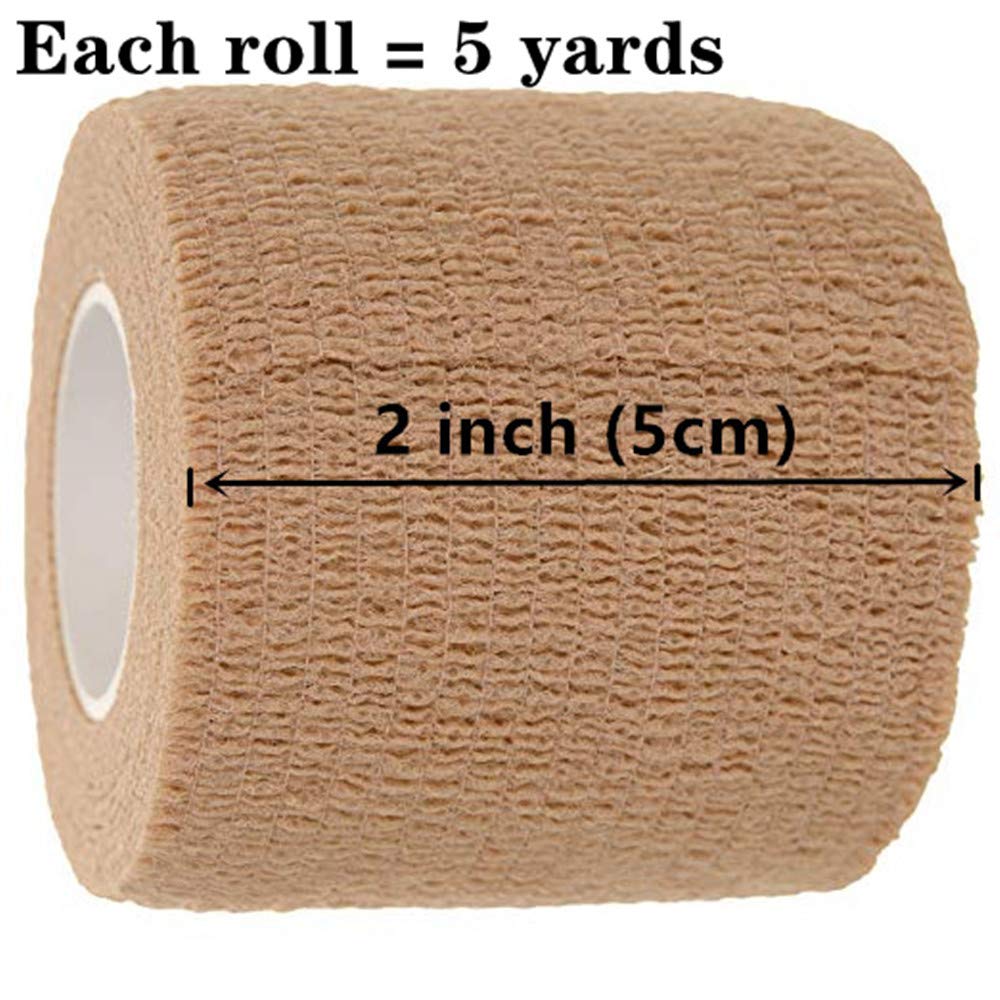 12 Pack 2 x 5 Yards Self Adhesive Elastic Bandage Wrap Stretch Self-Adherent Tape for First Aid,Sports, Wrist, Ankle (12 Colors)