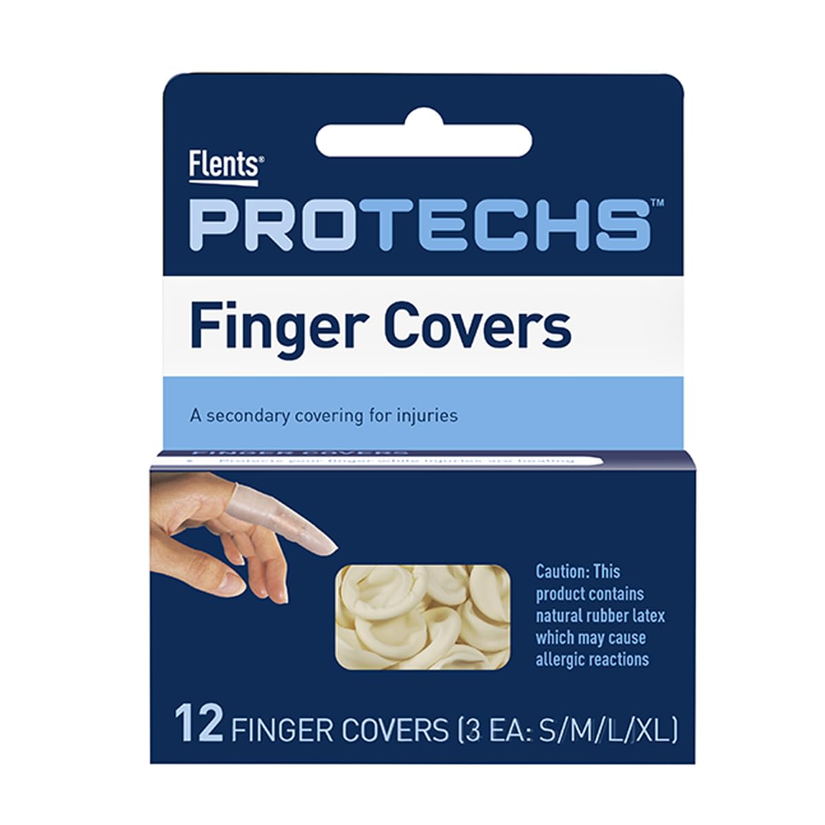 Flents First Aid Finger Covers, 12 Count, Small, Medium, Large, X-Large, Protects Finger While Healing From Injury (3 Pairs Each