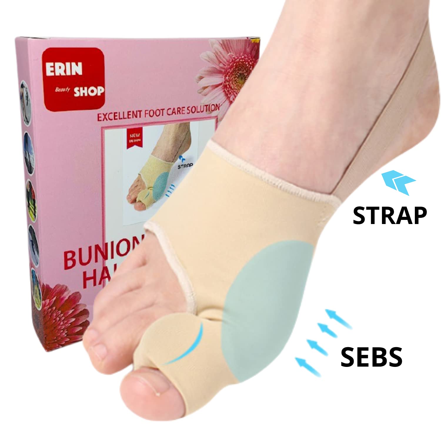 ERINSHOP Bunion Socks Corrector for Pain Relief Hallux Valgus, Splint, Straightener Orthopedic, Separator Pad Brace Sleeve Toe S