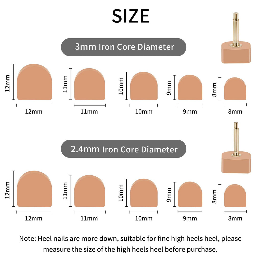 N/A 10Pairs High Heel Tips Replacement Kit Heel Caps Cover Heel Replacement Protectors Heel Tips Replacement Dowels for High Hee