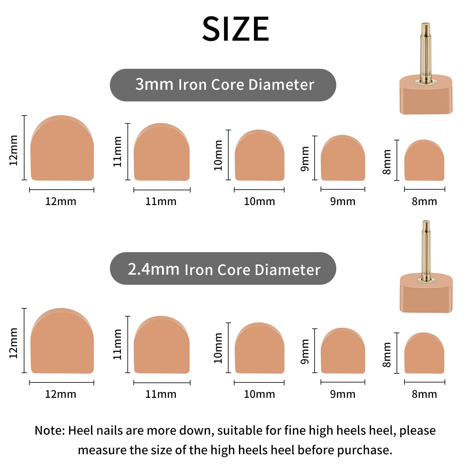 N/A 10Pairs High Heel Tips Replacement Kit Heel Caps Cover Heel Replacement Protectors Heel Tips Replacement Dowels for High Hee