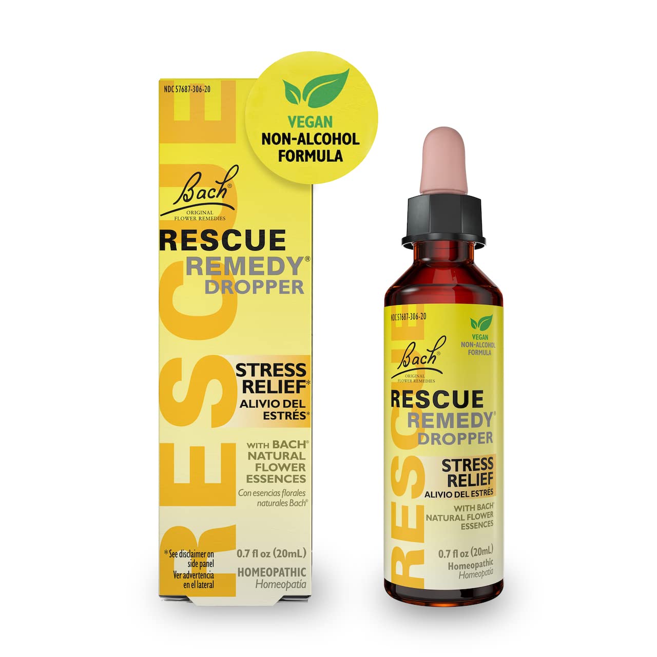 Bach RESCUE Remedy Dropper 20mL, Natural Stress Relief, Homeopathic Flower Essence, Vegan, Gluten & Sugar-Free, Non-Habit Formin