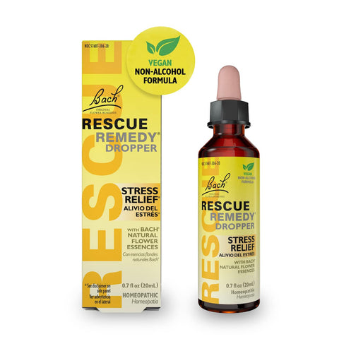 Bach RESCUE Remedy Dropper 20mL, Natural Stress Relief, Homeopathic Flower Essence, Vegan, Gluten & Sugar-Free, Non-Habit Formin