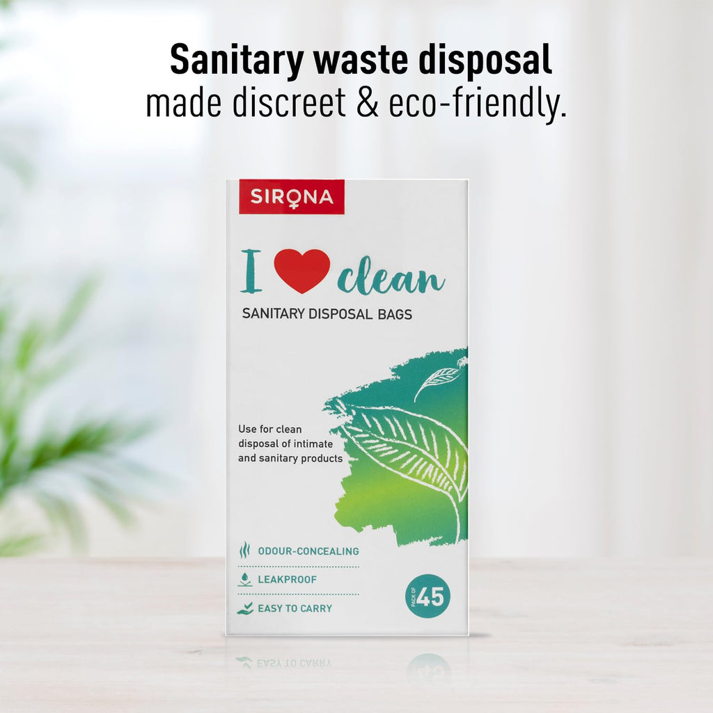 Sirona Sanitary Disposal Bags - 45 | Leakproof, Odor-Concealing Disposal for Tampons, Pads, Liners & More | Hygienic & Travel-Fr