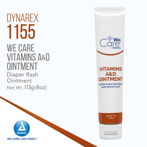 Dynarex Vitamins A & D Ointment, Ointment with Vitamin A and Vitamin D for Body Chaffing, Diaper Rash, Cuts, 6 Boxes of 144 5g P