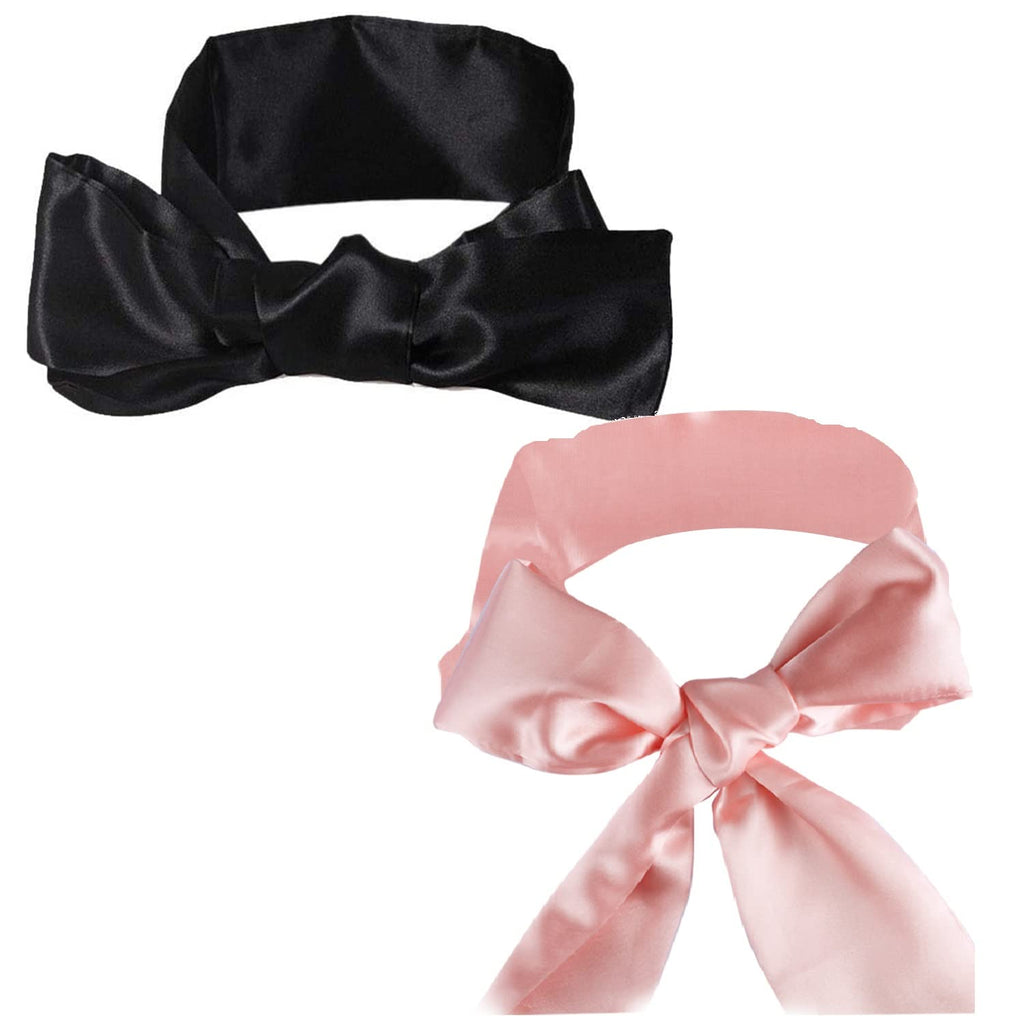 2Pcs Satin Eye Mask Sleep Mask, 157cm/62inch Adjustable Satin Blindfold Soft Satin Eye Covers Valentine's Day Gift for Travel, N