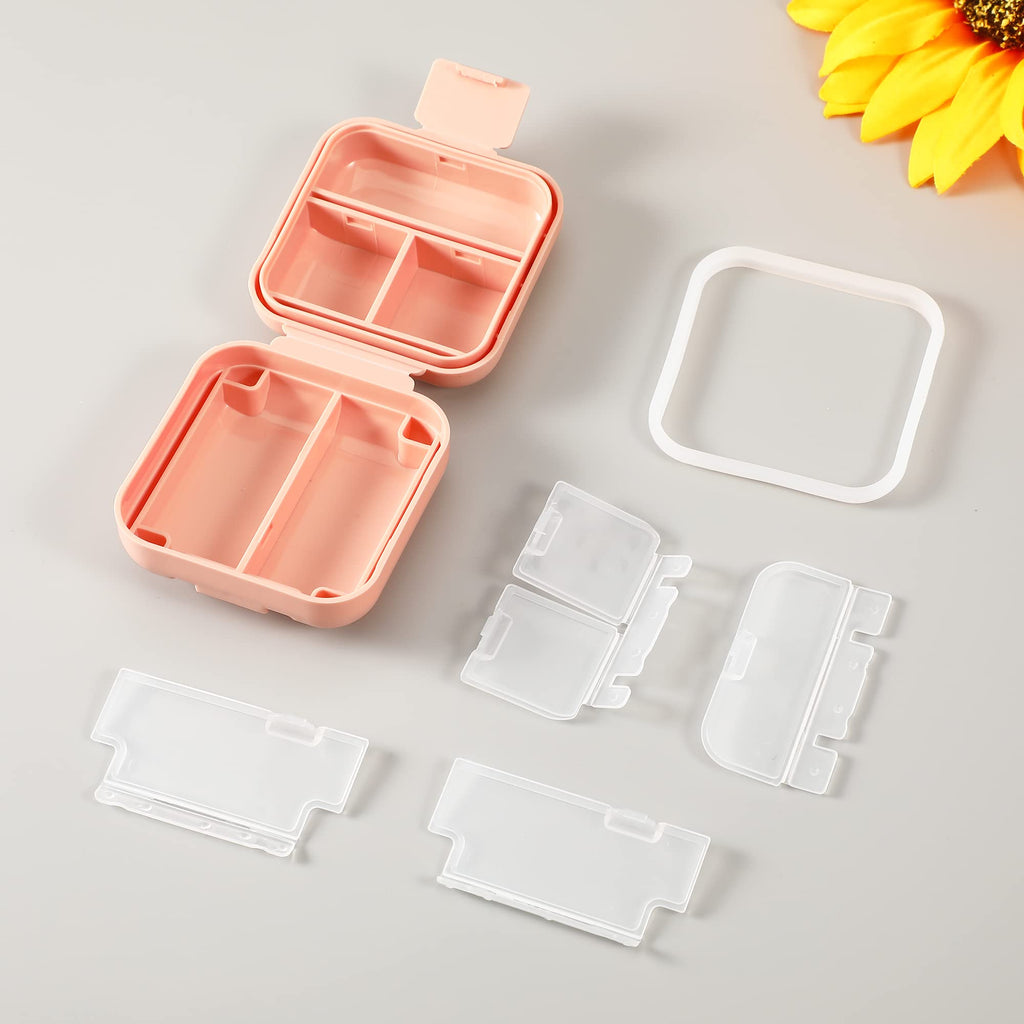Dynippy Daily Pill Organizer 5 Compartments Portable Moisture Proof Small Pill Case for Pocket Purse Travel Pill Box Portable Me