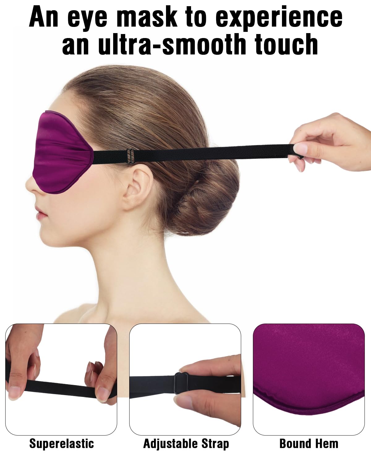 Hochoek Silk Sleep Mask for Women Man, Thicken Eye Mask for Sleeping, Breathable Eye Covers for Sleeping, Soft Eyesahde, Reduces