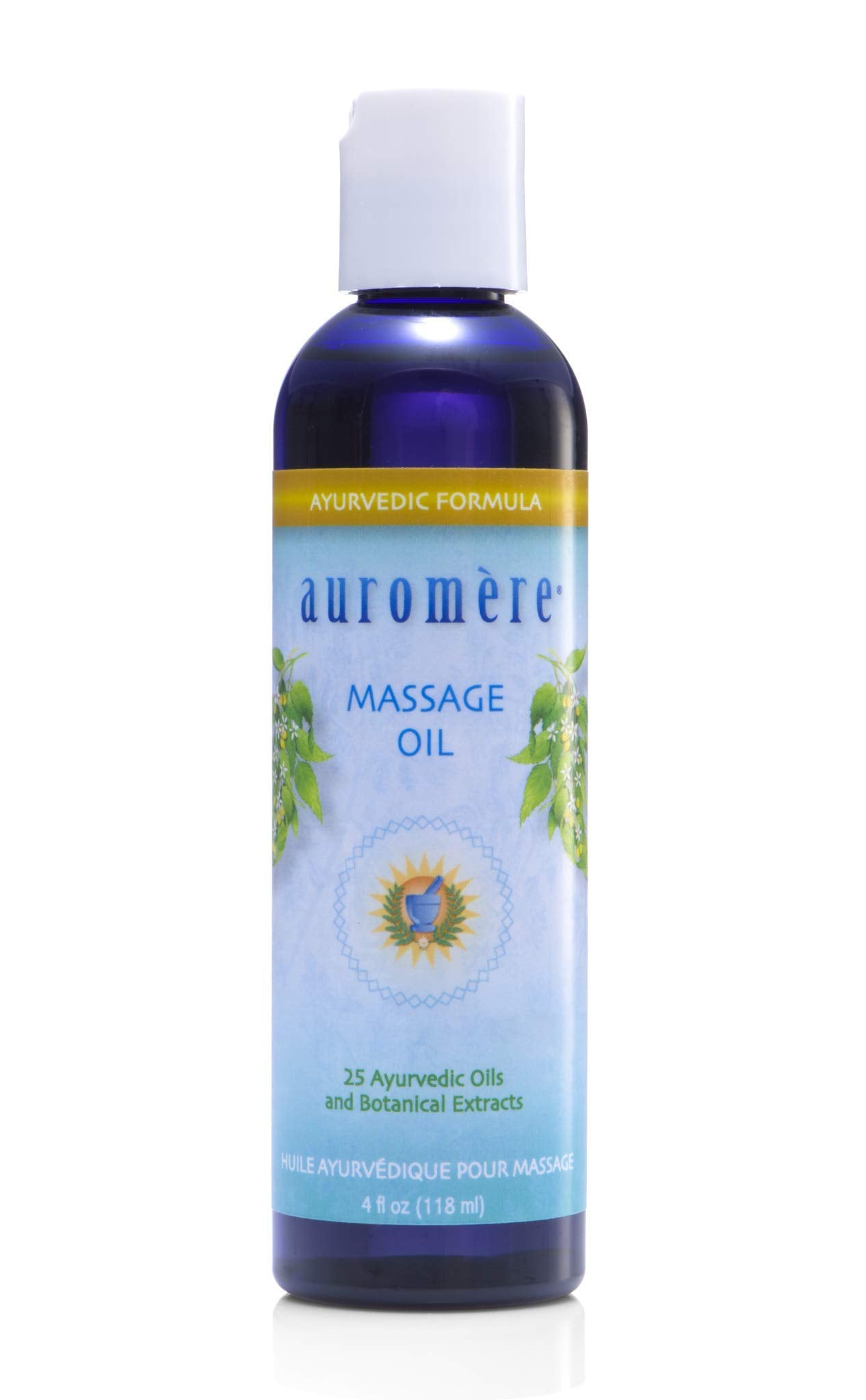 Auromere Ayurvedic Massage Oil - Vegan, Cruelty Free, Natural, Non GMO, with Deep Penetrating Oils and Herbal Extracts (4 fl oz)