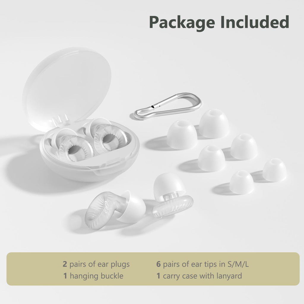 Yawsoy Reusable Ear Plugs, Low-/Mid-Level Noise Reduction Earplugs with Clear Speech for Conversation, Work, Social Gatherings &