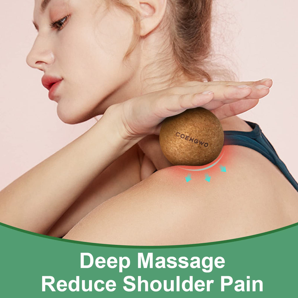 COENGWO Cork Massage Ball, Cork Myofascial Release Ball, Yoga Therapy Ball for Trigger Point Therapy, Muscle Knots, Deep Tissue