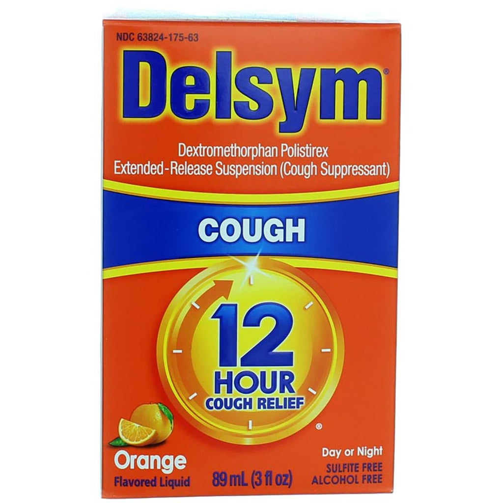 Delsym Adult Cough Suppressant Orange Flavored Liquid, 3 oz (Pack of 5)
