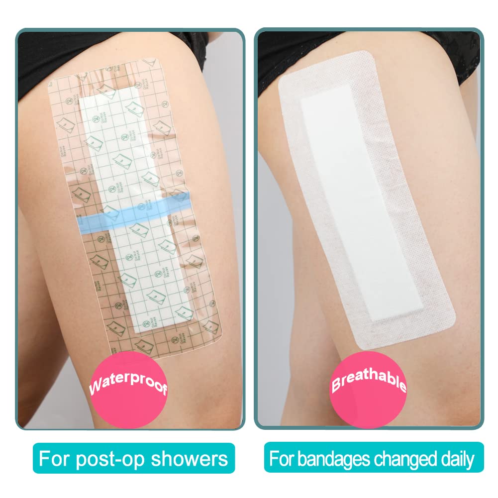 Breathable Adhesive Island Bandages Wound Dressing for Knee Replacement 4 x 8 Bordered Gauze Pad Patches Stitches Cuts Post Surg