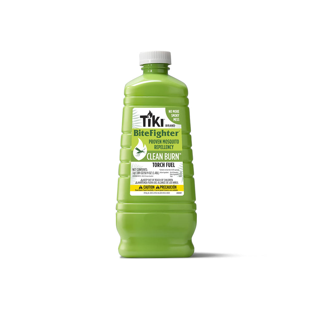 TIKI Clean Burn Torch Fuel, 50oz, Smokeless & Low-Soot Citronella Fuel, Mosquito Repellent, Plant-Based Torch Fuel for Outdoor, 