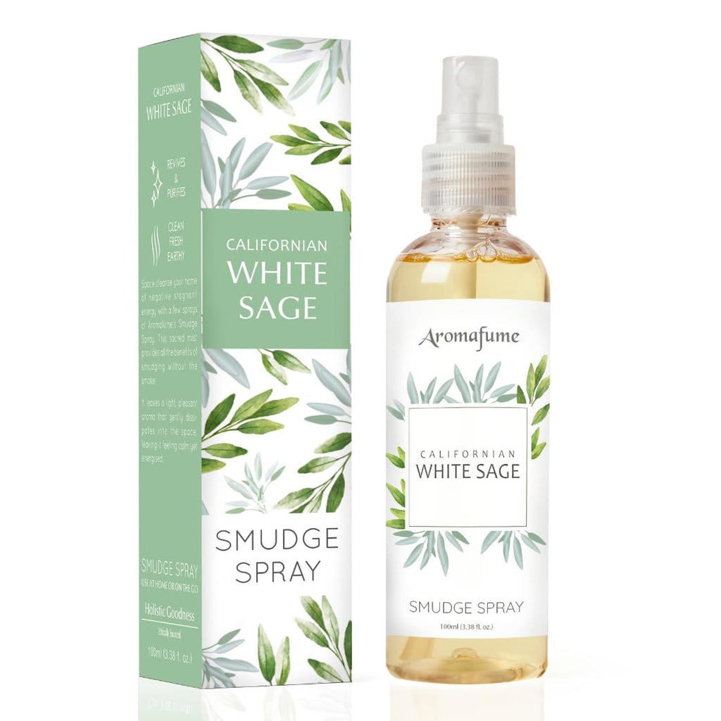 White Sage Smudge Spray by Aromafume | 100ml/3.3 oz | Sage for Cleansing Negative Energy & Protection | Non-Toxic Room Spray | N