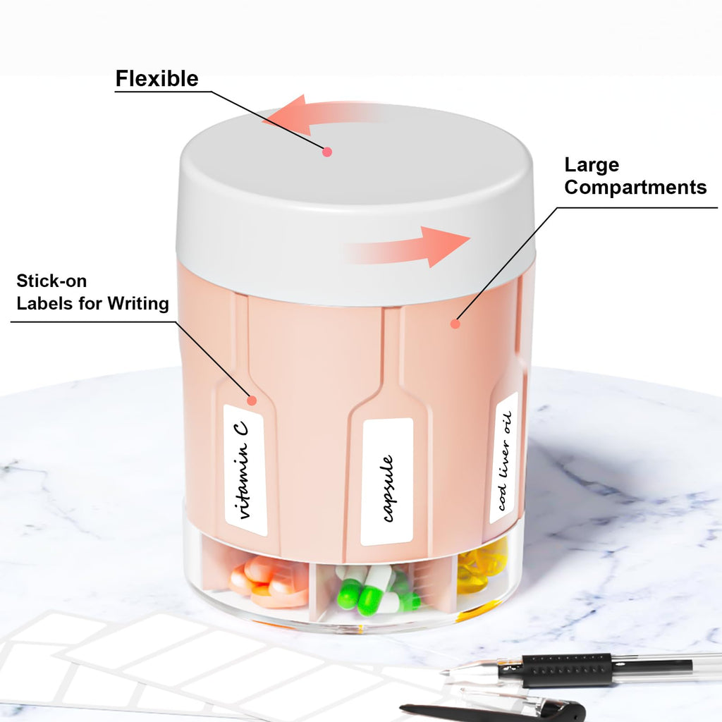 Extra Large Supplement Organizer,Betife Daily Weekly Pill Organizer Bottle, Pill Dispenser with 7 Large Compartments, Organizer