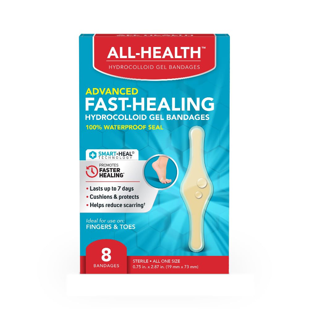 All Health Advanced Fast Healing Hydrocolloid Gel Bandages, Fingers & Toes, 8 ct | Promotes faster Healing for First Aid Blister