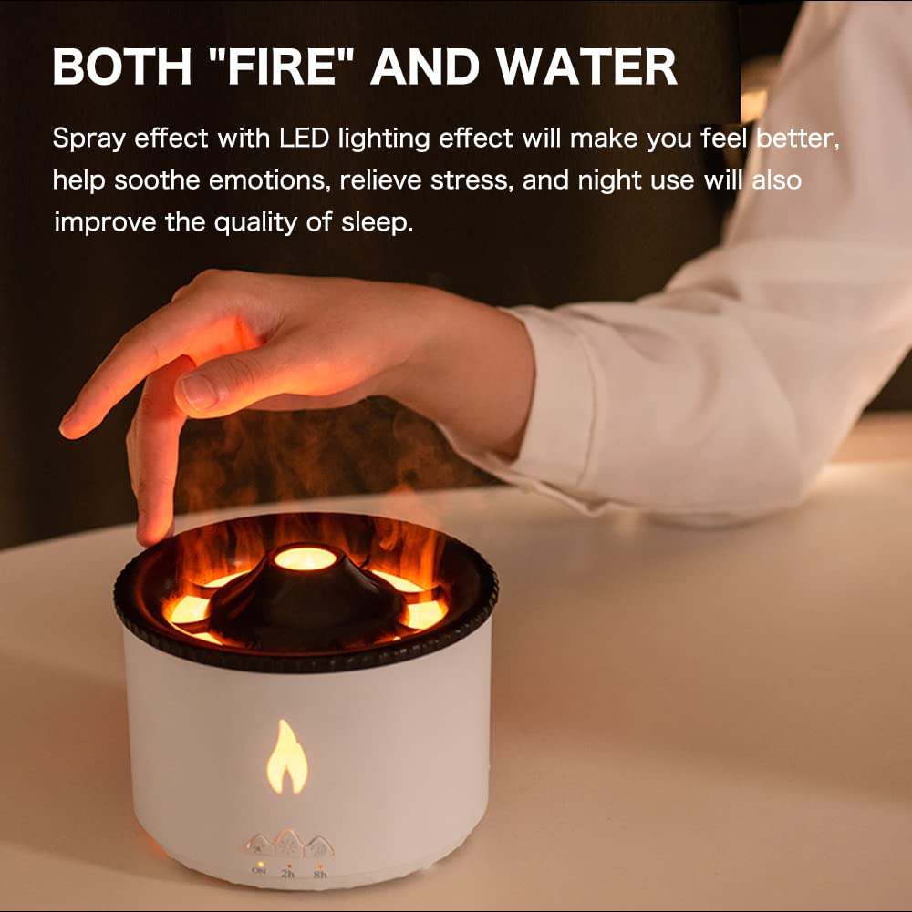 LONYIABBI Flame Air Diffuser Volcano Aroma Diffuser Ultrasonic Oil Diffuser 360mL Auto-Off Protection for Home,Office or Yoga, G