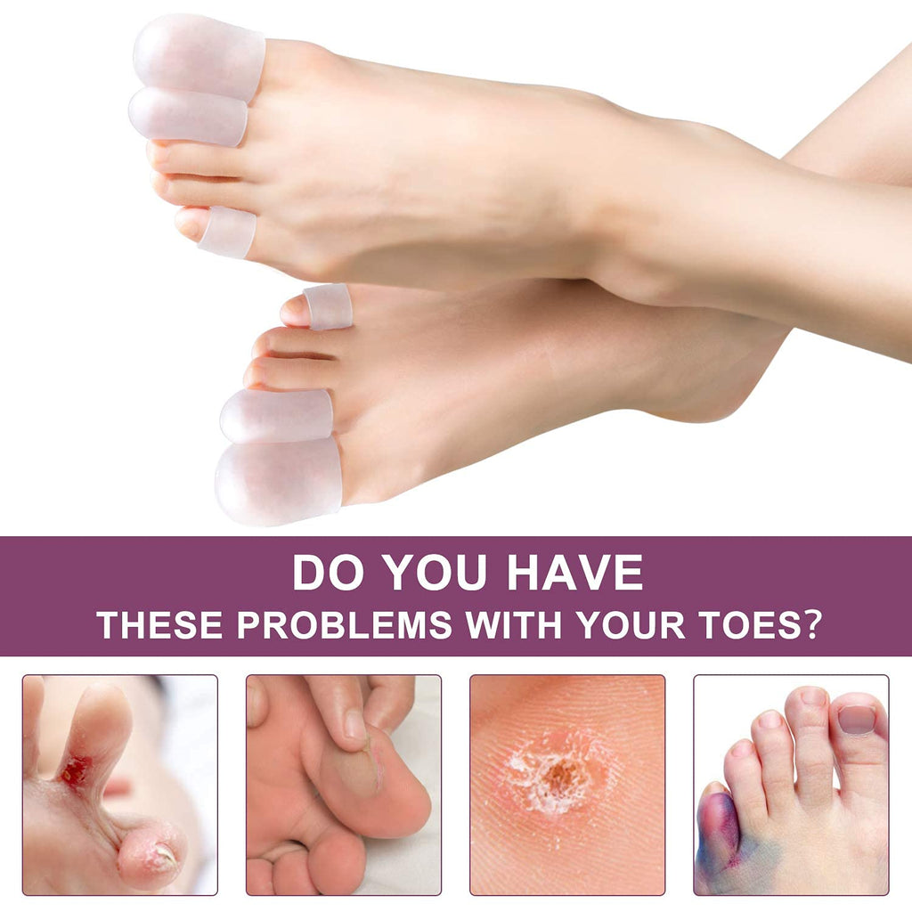 Promifun Gel Toe Protectors, 14 Packs Toe Covers, Silicone Big Toe Caps, Pinky Toe Guards for Men and Women Relief Missing or In
