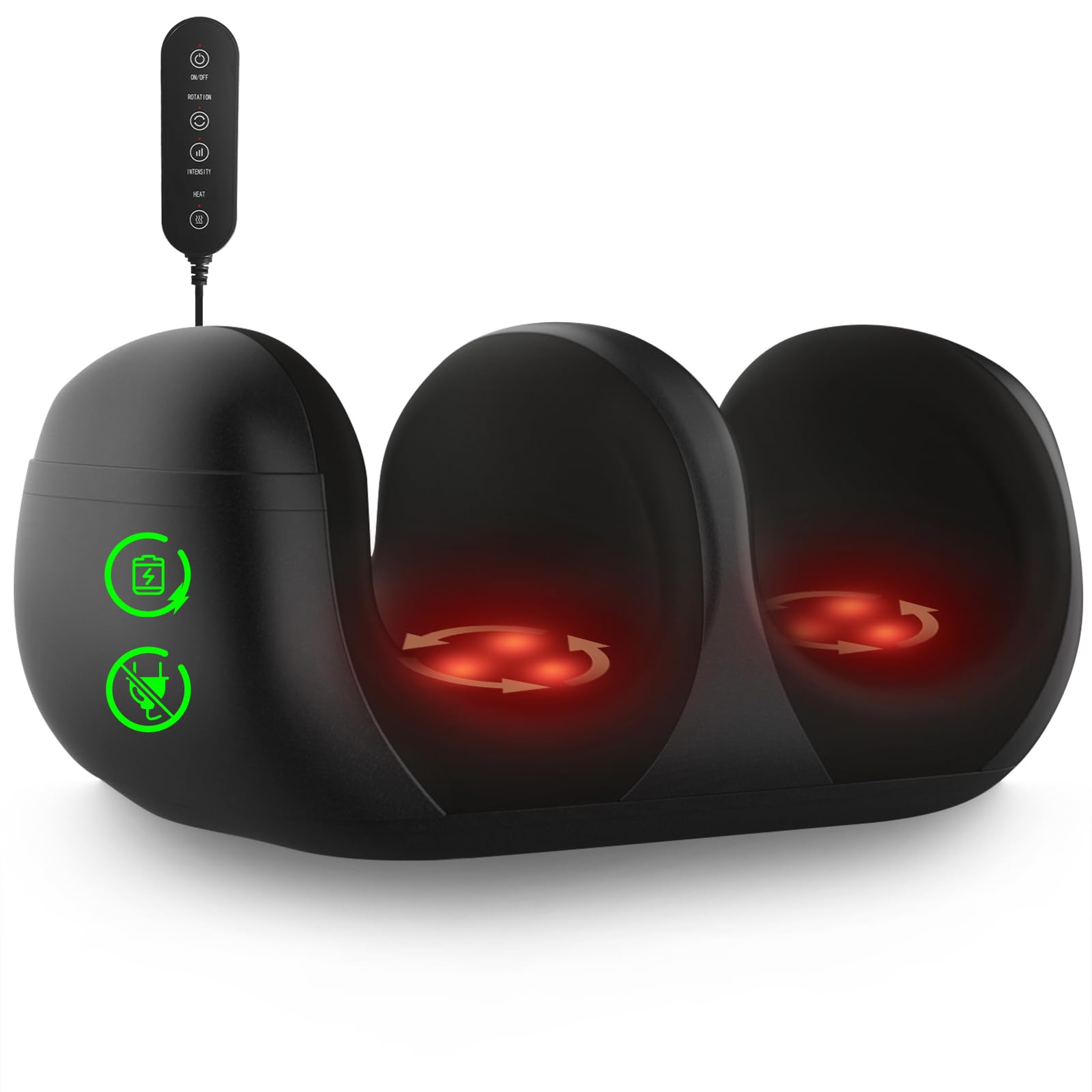 LINGTENG Foot Massager, Shiatsu Foot Massager with Heat, Rechargeable Calf Massager, Massage Calf, Deep Kneading Massage for Hom
