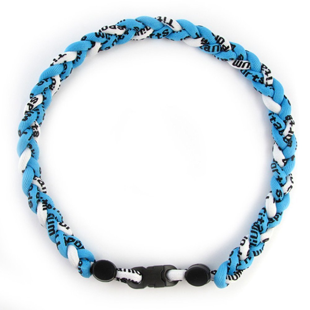 MapofBeauty 18 Fashion Three Braided Rope Sport Style Tornado Necklace (Azure Blue/White)