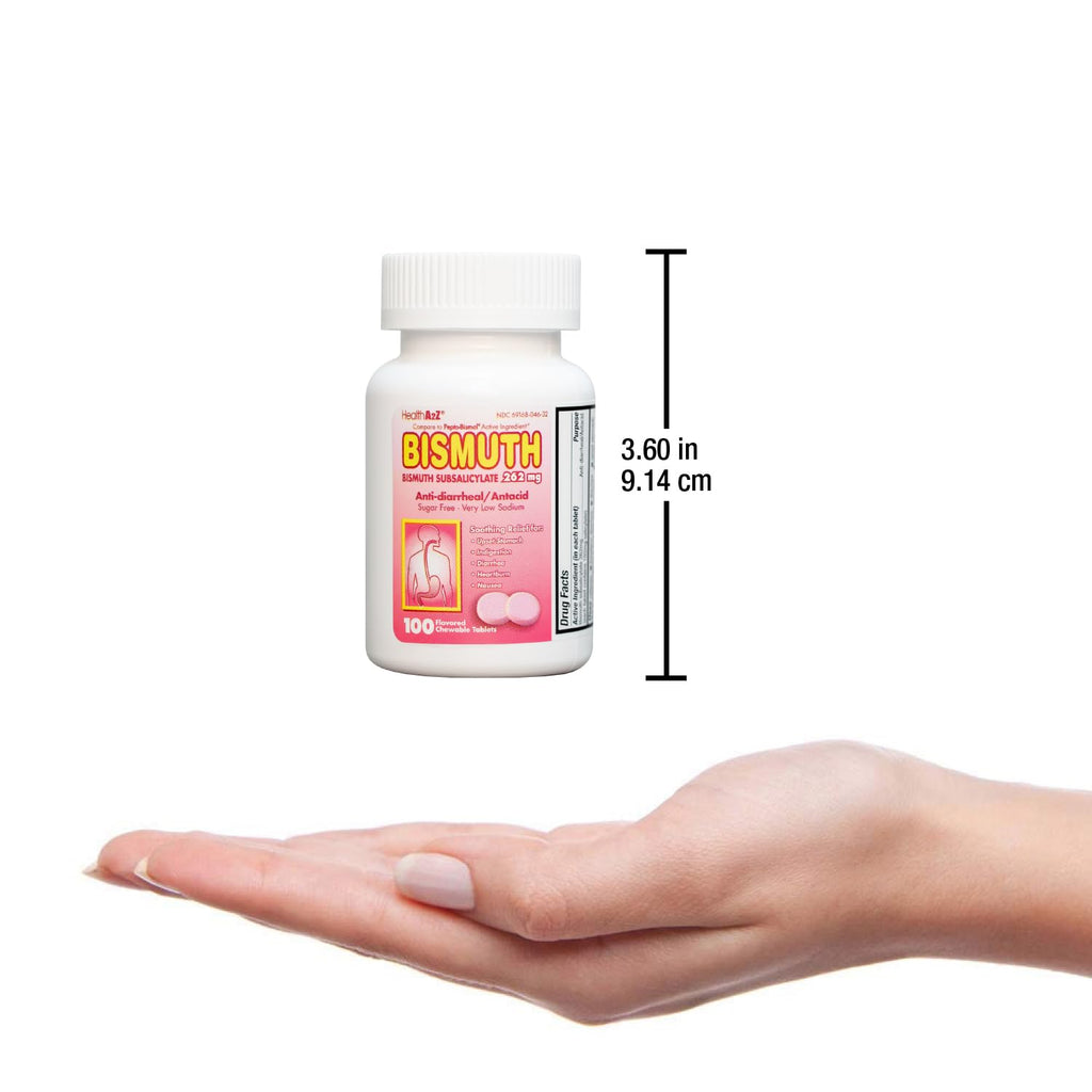 HealthA2Z Bismuth | Bismuth Subsalicylate 262mg | Multi-Symptom Relief | (100 Count (Pack of 1))