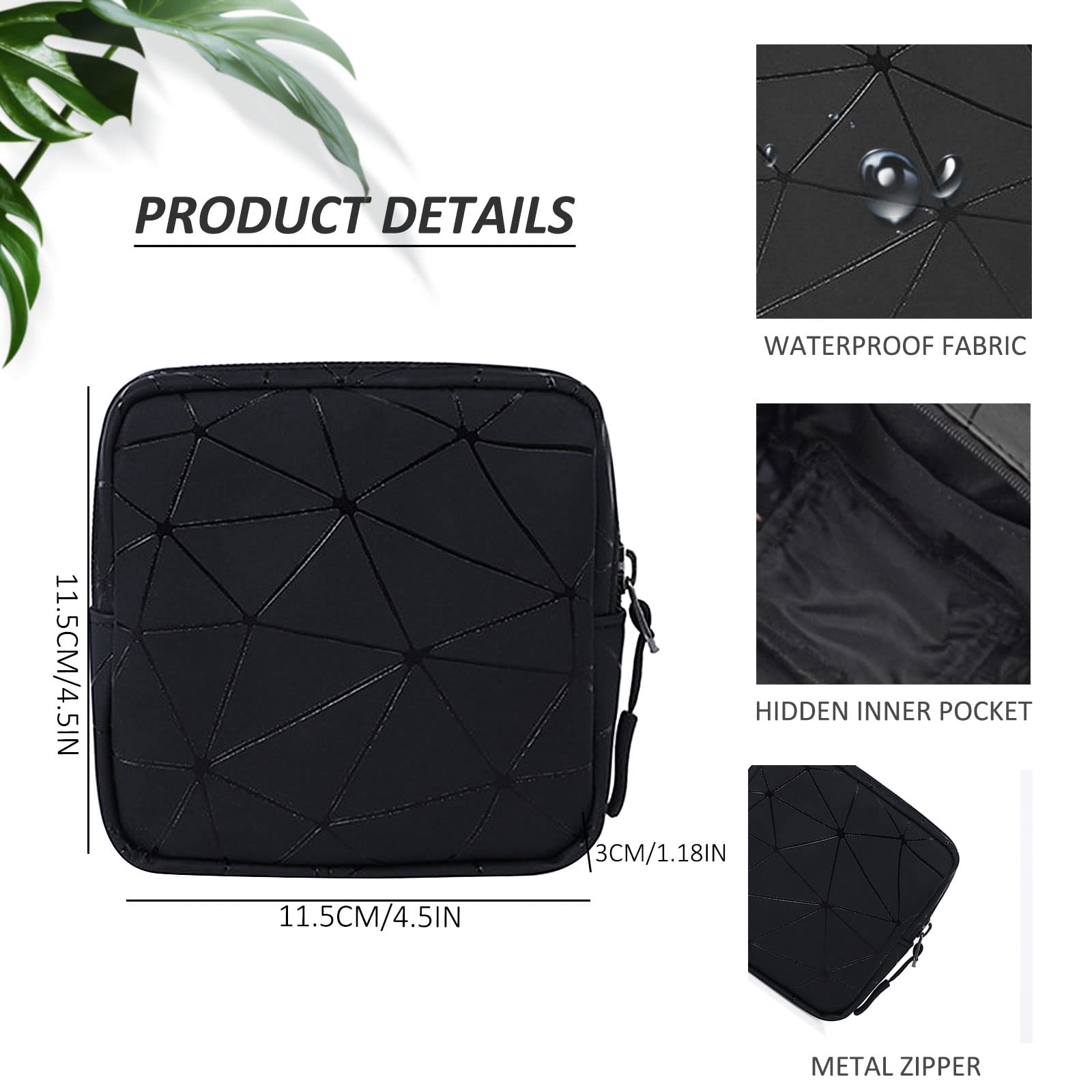 Sanitary Napkin Storage Bag with Zipper,Portable Leather Waterproof Menstrual Cup Pouch Sanitary Napkin Pads Storage Bags,Femini