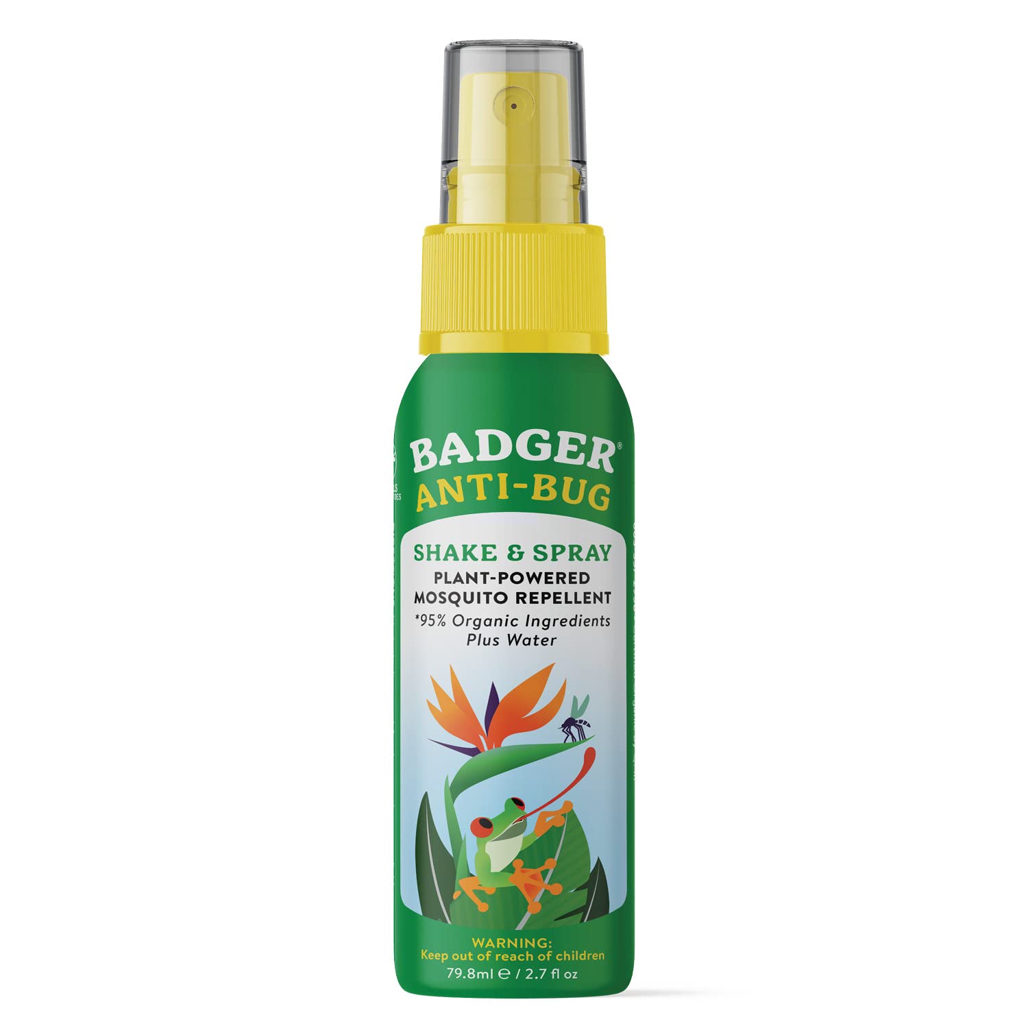 Badger Bug Spray Travel Size, Family Friendly All Natural Mosquito Repellent w/Organic Essential Oils, Smells Great, 3 Hours Eff