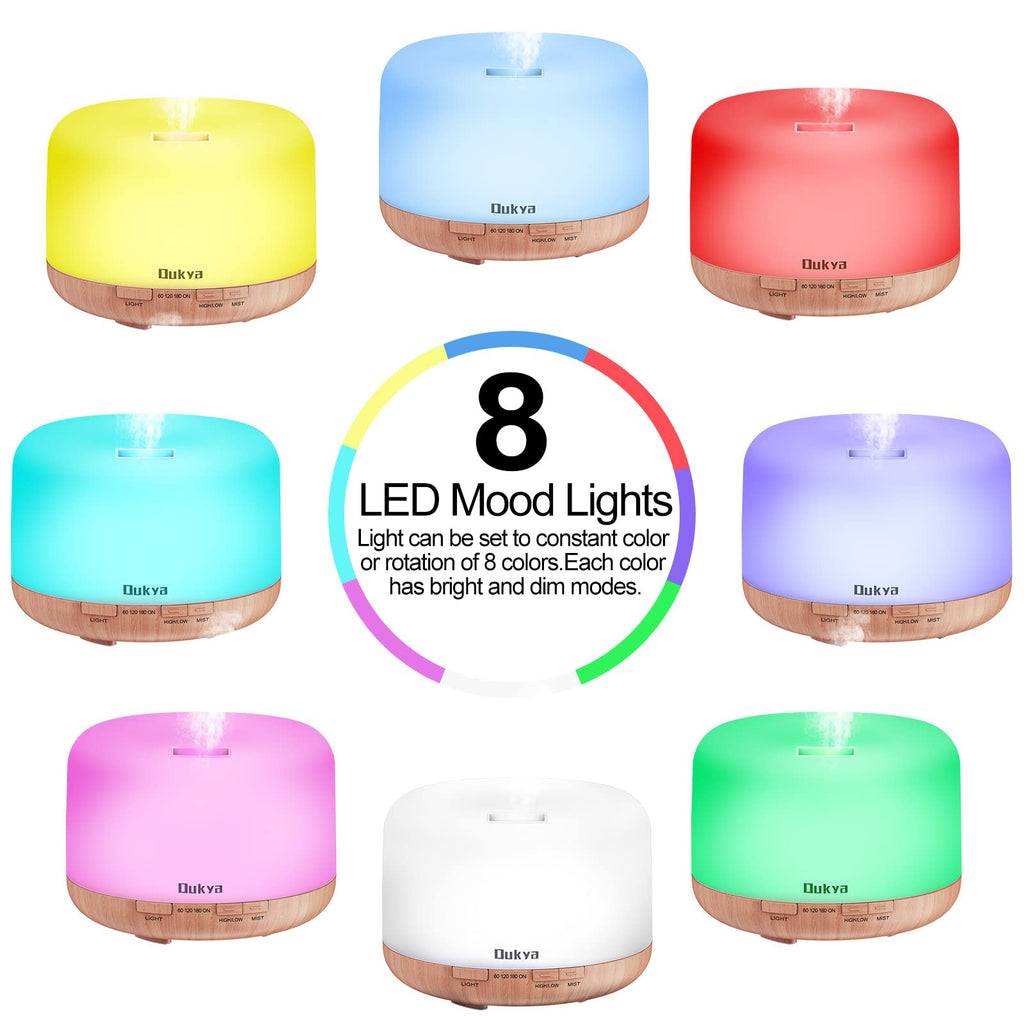 Dukya 500ml Essential Oil Diffuser, 5 in 1 Ultrasonic Aromatherapy Fragrant Oil Humidifier Vaporizer, Timer and Auto-Off Safety
