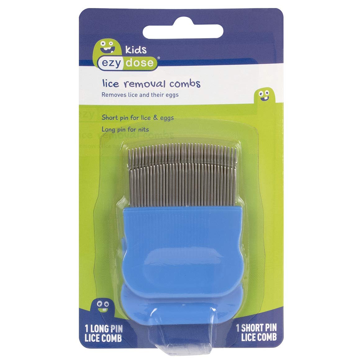 Ezy Dose Kids Lice and Eggs Comb | Hair Care for Baby, Toddler, Adult | Stainless Steel Pin Teeth | Pack of 2 (Short/Long)