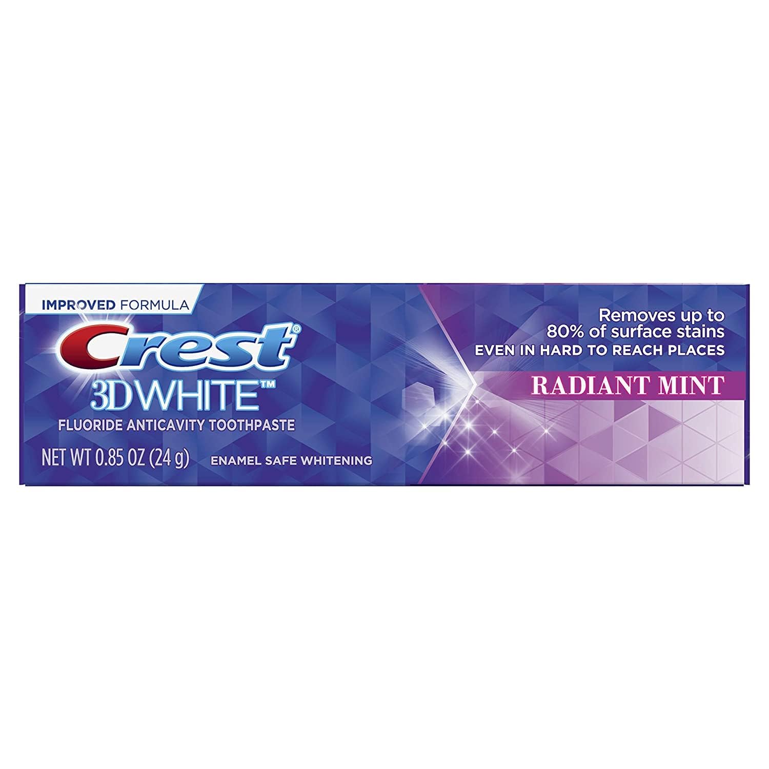 Crest 3D White Vivid Fluoride Anticavity Toothpaste, Radiant Mint, 0.85 Oz