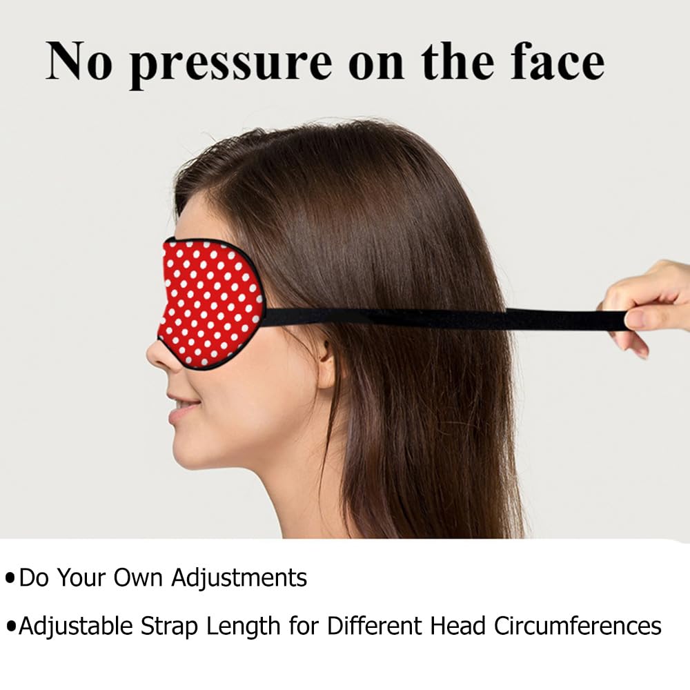 NOHSHE Polka Dot Sleep Mask Eye Mask White Dots Red Classic Retro Sleep Mask Light Blocking Adjustable Smooth Soft Eye Masks for