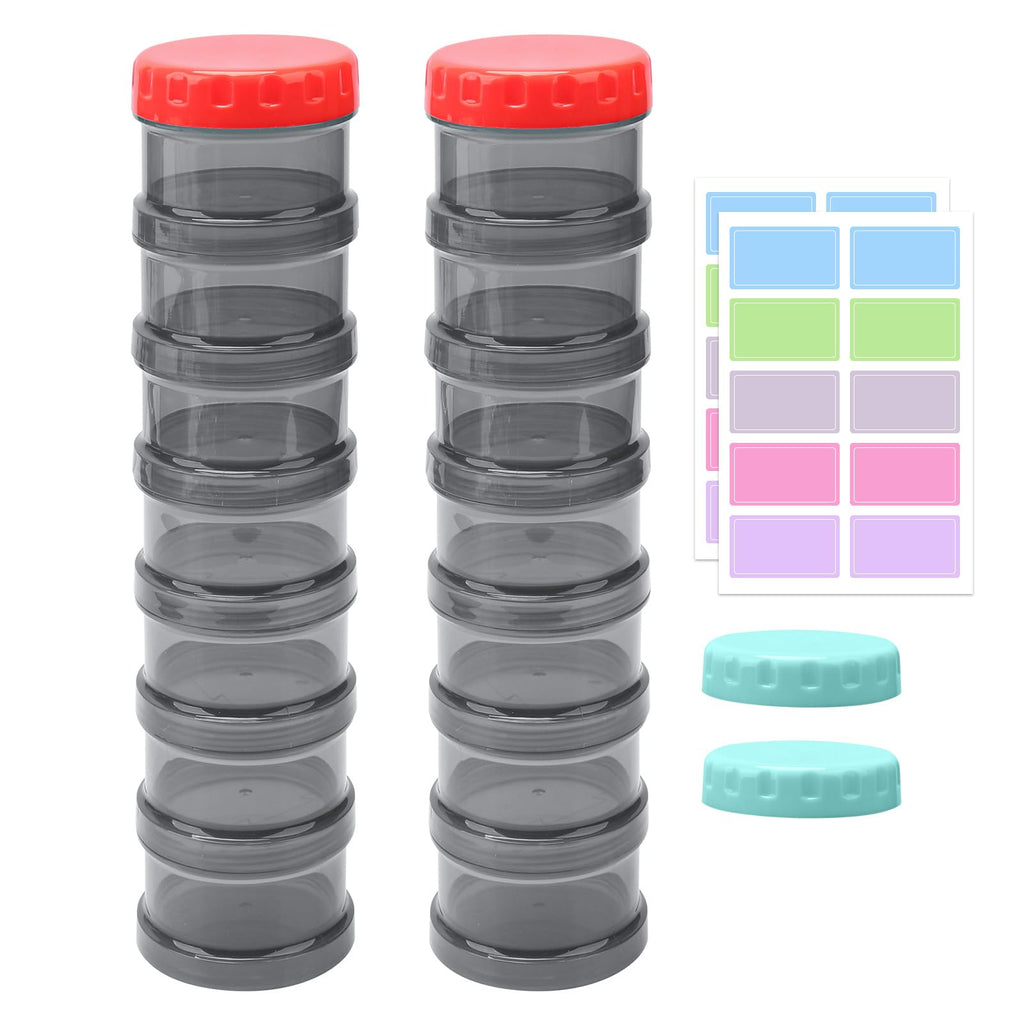 2 Pack 7 Day Pill Organizer Case Stackable Weekly Supplements Vitamins Pills Holder Dispenser Large Translucent Black with Extra