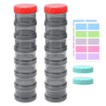 2 Pack 7 Day Pill Organizer Case Stackable Weekly Supplements Vitamins Pills Holder Dispenser Large Translucent Black with Extra