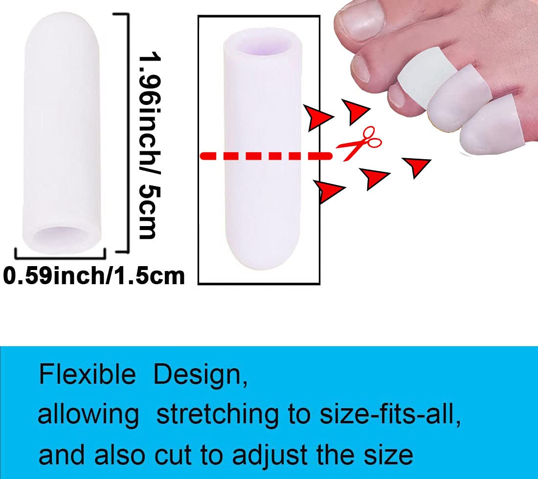 Mcvcoyh Pinky Toe Protectors 10 Pack Small Toe Caps, Gel Toe Sleeves Great for Little Toe Blisters for Corns Remover, Callus Cus