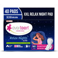 Everteen Relax Nights Ultra Thin 40 Xxl Sanitary Pads For Women, Rash Free Sanitary Napkins For Heavy Flow, Cotton Pads With Wid