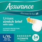 Assurance Large/XLarge Unisex Stretch Briefs with Tabs 34 Count, White