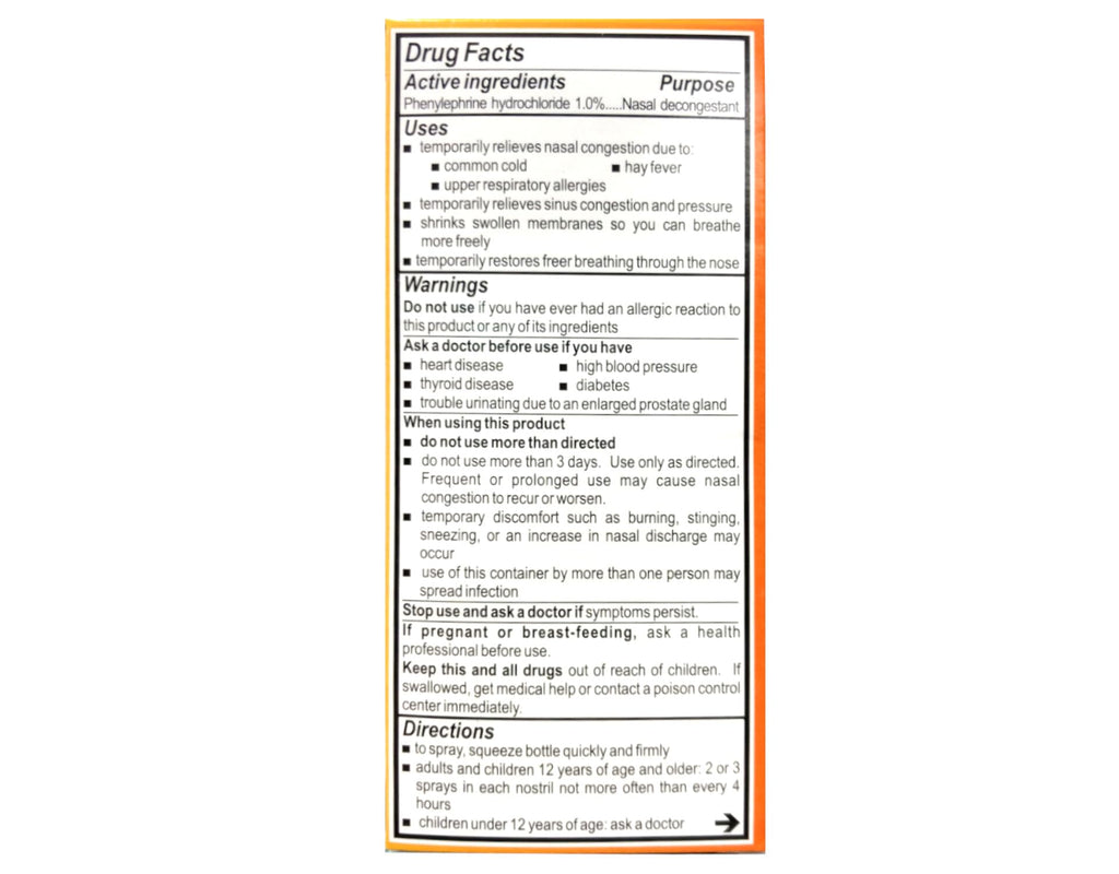 Neo-Synephrine Nasal Spray , Extra Strength Formula, 0.50 Ounces each (Value Pack of 4)