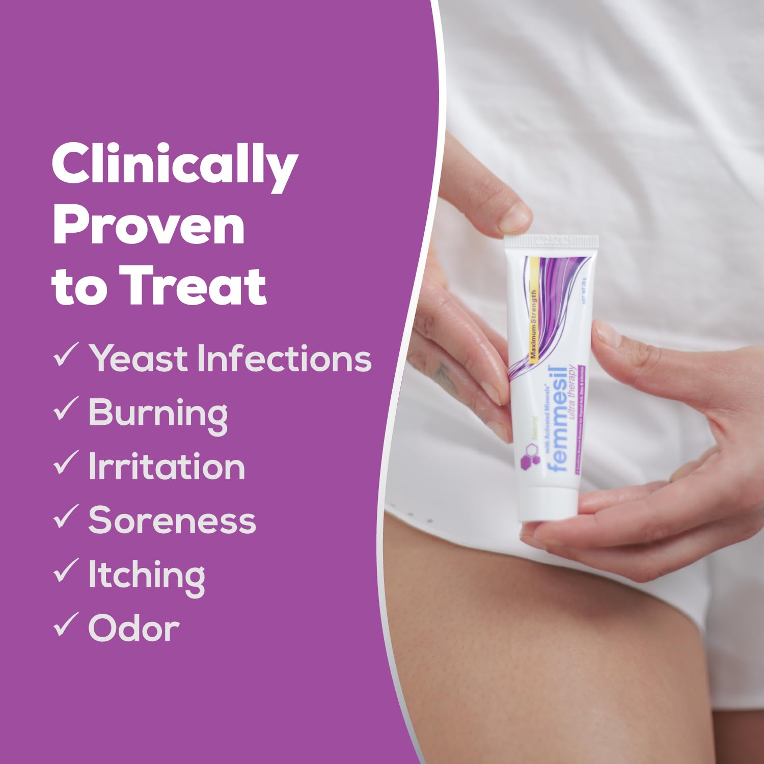 Femmesil Yeast Infection Ointment MAX Strength, Vaginal Yeast Infection Treatment for Women Feminine Care, Natural Antifungal Cr