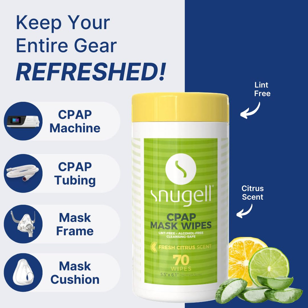 CPAP Mask Wipes - Citrus Scent (1 Canister, 70 Count)