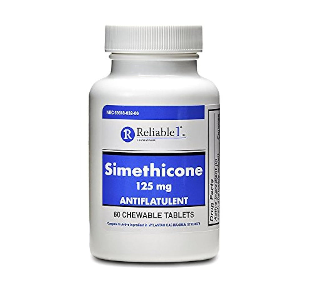 Reliable-1 Laboratories Simethicone 125mg Gas Relief Tablets Extra Strength Bloating Relief Gas Pills | Anti Flatulence, Rapid G