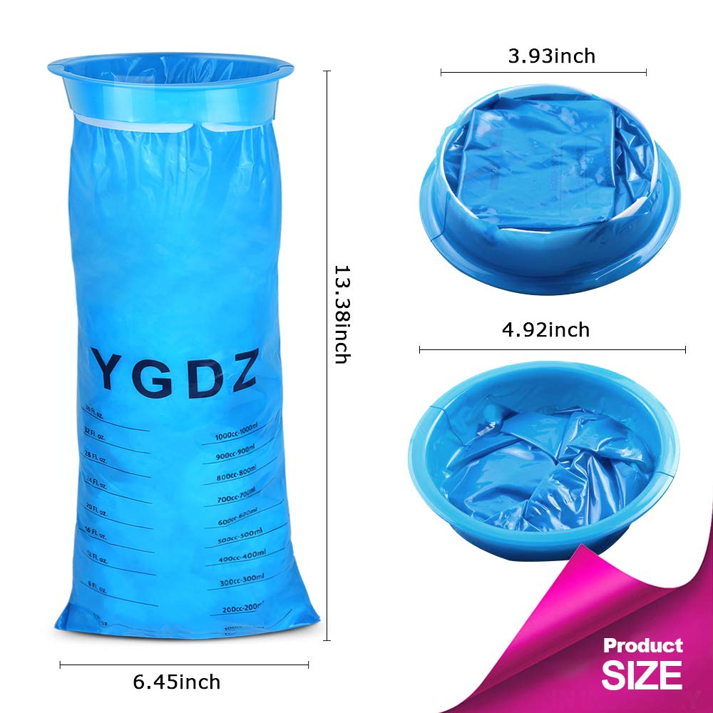 Emesis Bags, YGDZ 45 Pack Vomit Bag Disposable Barf Bags Car Throw Up Blue Nausea Bags for Travel Motion, 1000ml