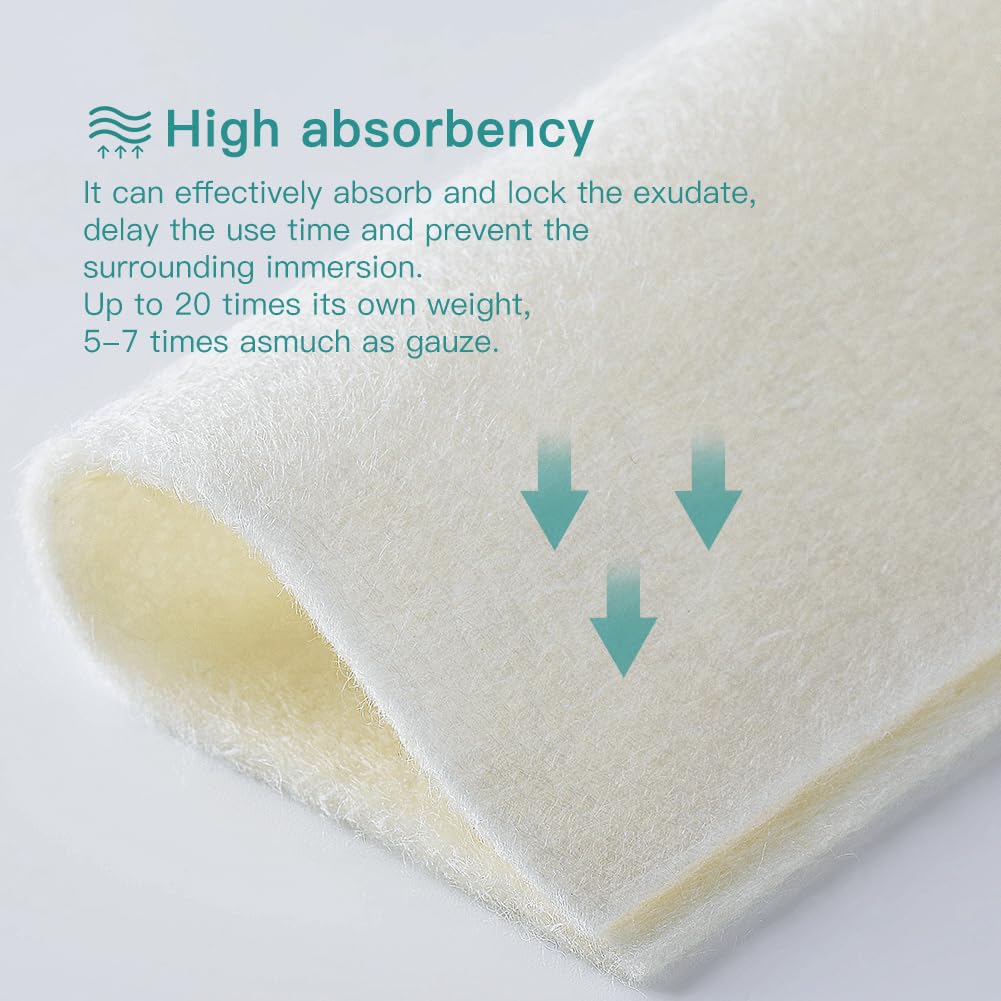 Dimora Calcium Alginate Wound Dressing, 4 x 4 Patches,10 Individual Sterile Pads, Soft and Highly Absorbent Dressing Gauze,