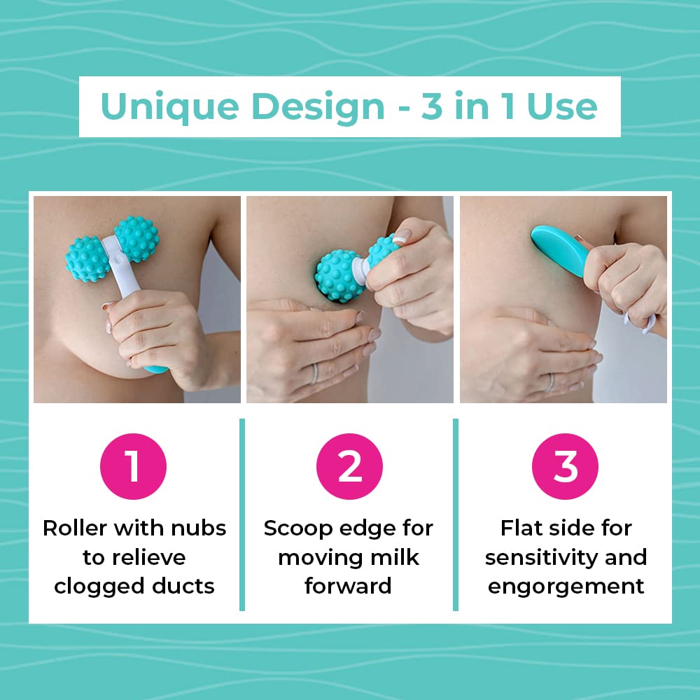 LaVie 5-in-1 Lactation Massager Roller, Manual Massage Roller, Breastfeeding Tool to Improve Milk Flow, Discomfort, Breast Massa